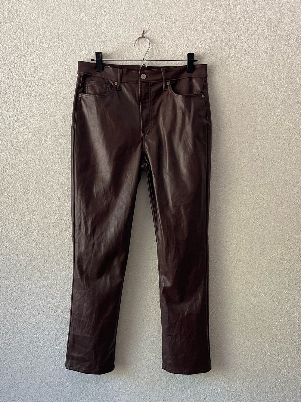 Gap Vintage Slim High Rise Faux Leather Pants Brown Women’s 30x27 Straight